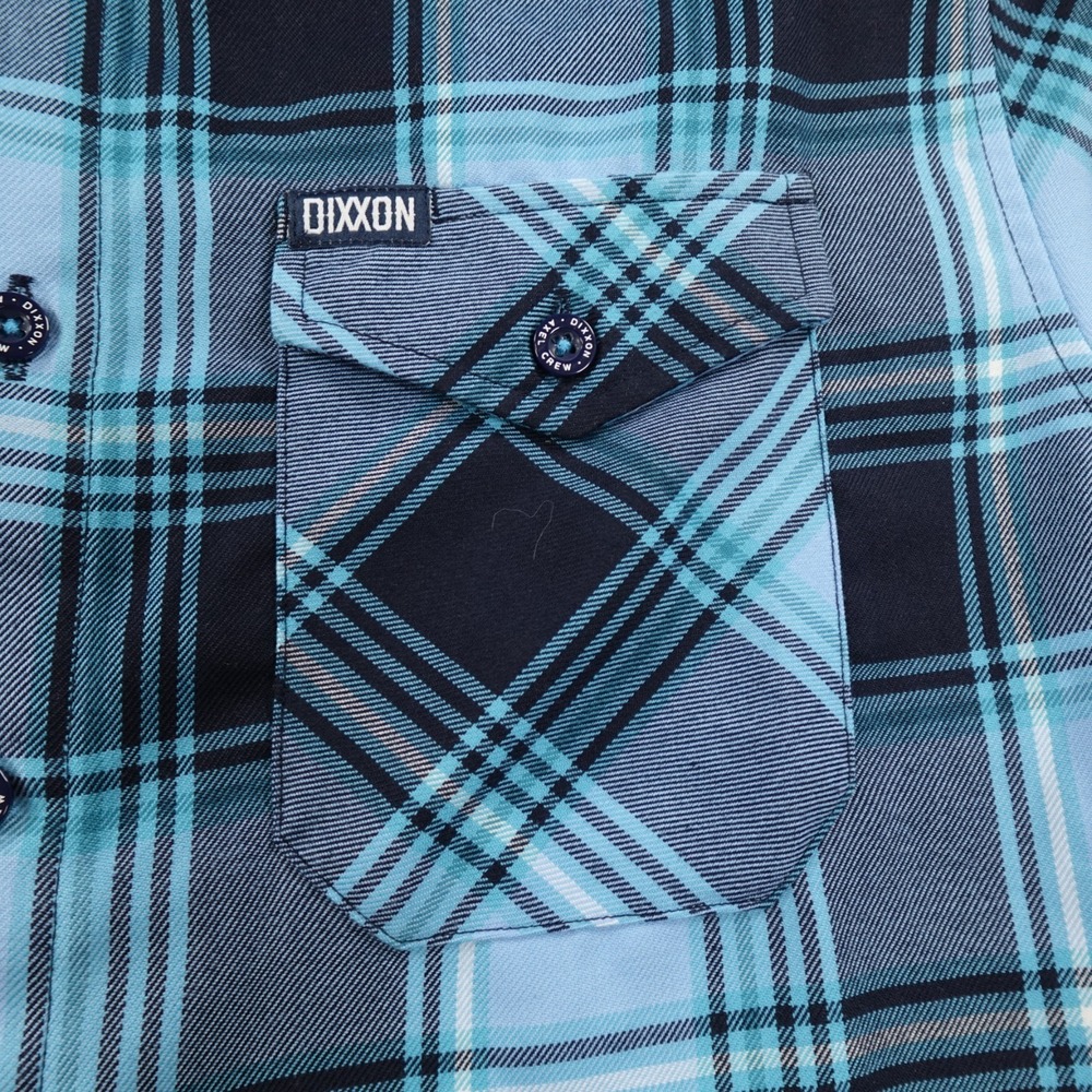 Dixxon Flannel Shirt Mens Large Blue Axel Crew Foundation Button Up Long Sleeve - Picture 3 of 15